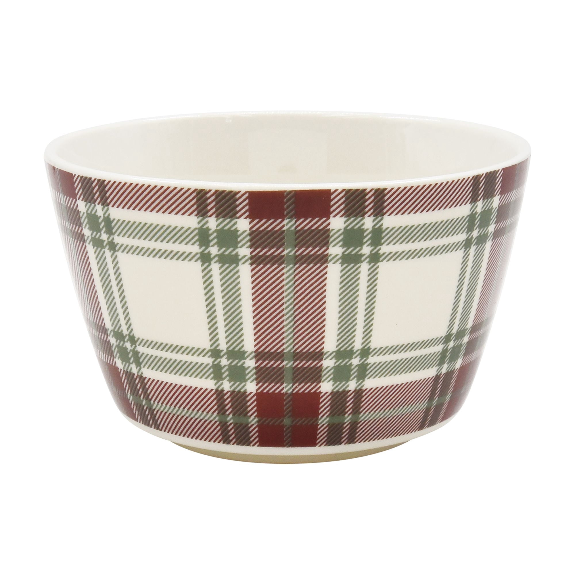 Holiday Time Cranberry Spice Collection Red Green Plaid & Berries Festive Bowl Set, 10.5 fl oz, Stoneware, 2-pack
