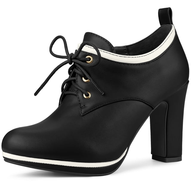 BLISSFUL STEP Bottines à Talon Bloc Haut à Plateforme à Bout Rond pour Femmes
