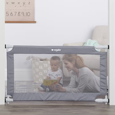 Regalo 50" Expandable Mesh Baby & Pet Safety Gate – Gray Pressure‑Mounted Gate for Doorway or Hallway, Fits 27.5–50 in Openings