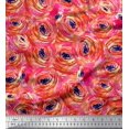 thumbnail image 1 of Soimoi Orange polyester Crepe Fabric Watercolor Floral Print Sewing Fabric BTY 52 Inch Wide, 1 of 3