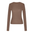 thumbnail image 5 of Blouses pour Femmes, Mode Féminine Décontractée Col Rond Couleur Unie T-Shirt à Manches Longues Chandail Hauts, 5 of 5