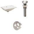 thumbnail image 1 of 18.25-in. W CUPC Rectangle Bathroom Undermount Sink Set In White - Brushed Nickel Hardware - Overflow Drain Incl. AI-20616, 1 of 9