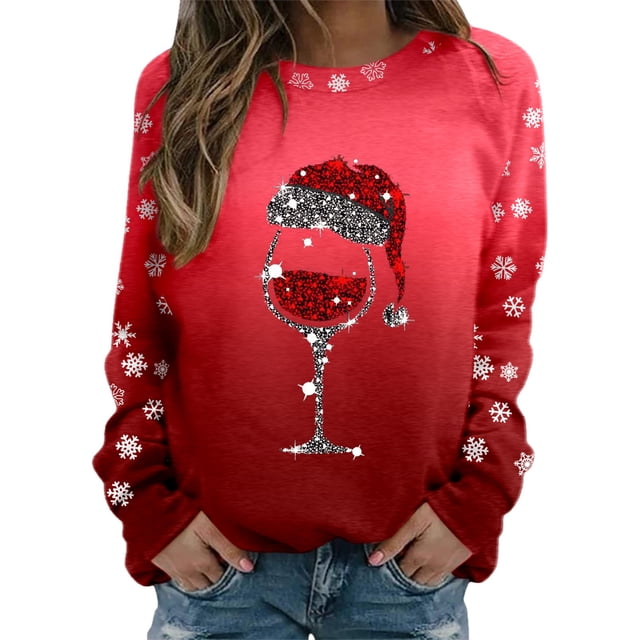 Chandail Ample à Manches Longues pour Femmes avec Imprimé « Merry Noël », Col Rond, Chandail en Molleton, Grande Veste pour Femmes, Coupe Ajustée, Chandail à Enfiler, Hauts, Chandails en Molleton, Chandails Décontractés à Manches Longues, Chandails d'Entraînement, Blouse Ample