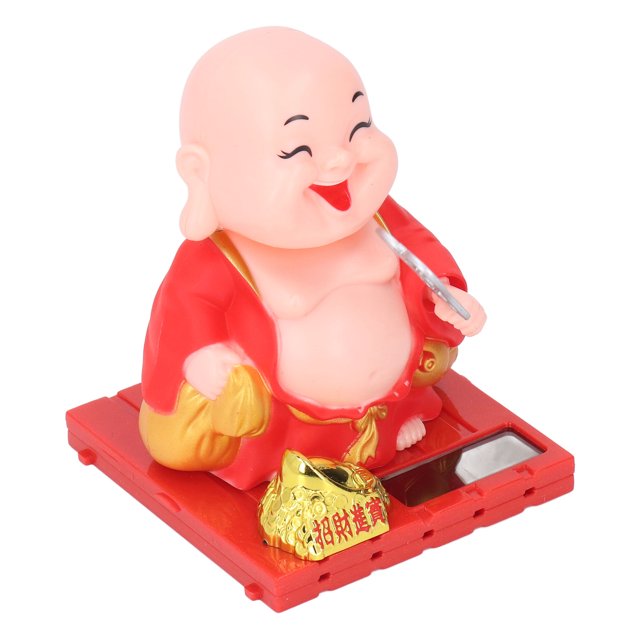 Buddha Figurine, Monk Decoration Solar Power Eco Friendly Auto Shaking Hand For Gifts L,S