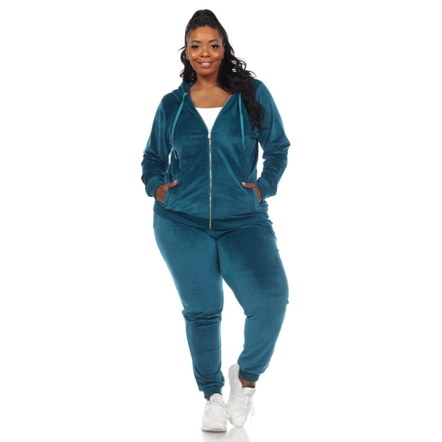White Mark Ensemble de Survêtement en Velours pour Femmes, 2 Pcs