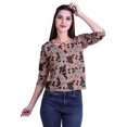 thumbnail image 1 of Moomaya Printed Keyhole Neck Ring Top Casual 3/4th Sleeve Tees Tank Tunic Top, 1 of 5