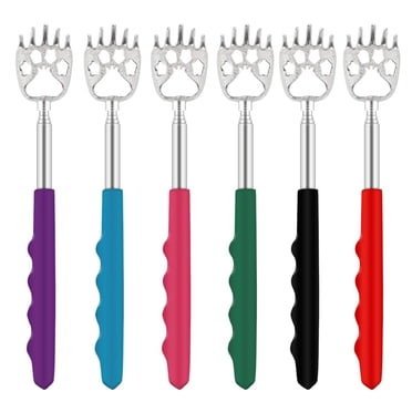 TFixol 6Pcs Portable Telescopic Back Scratcher Stainless Steel Bear Claw Rubber Handle Relieve Body Itching