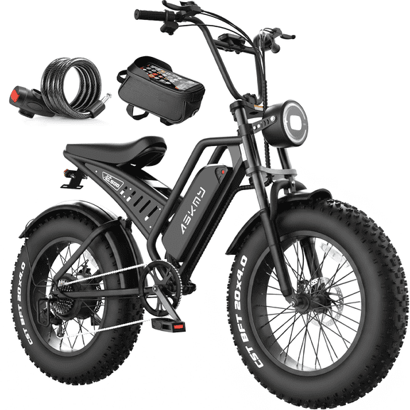 20" Fat Tire Adult E-Bike, 1500W Peak Motor, 48V 15Ah Removable Battery, 25 mph, Off-Road Bike for Mountain, Sand, Beach, Snow & Daily Commute