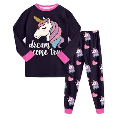 Gubotare Kids Pajamas Little Big Girls Pajamas Set Long Sleeve PJs Pajamas (Hot Pink,8-9 Years)