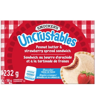 Smucker's Uncrustables Peanut Butter and Strawberry Spread Sandwich, Frozen, 58g, Pack of 4
