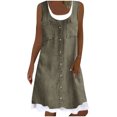 thumbnail image 1 of FAIWAD Robe Boutonnée pour Femmes Col Ras du Cou Sans Manches Robe Trapèze Filles Été Décontractée Ample Midi Robe d'Été, 1 of 5