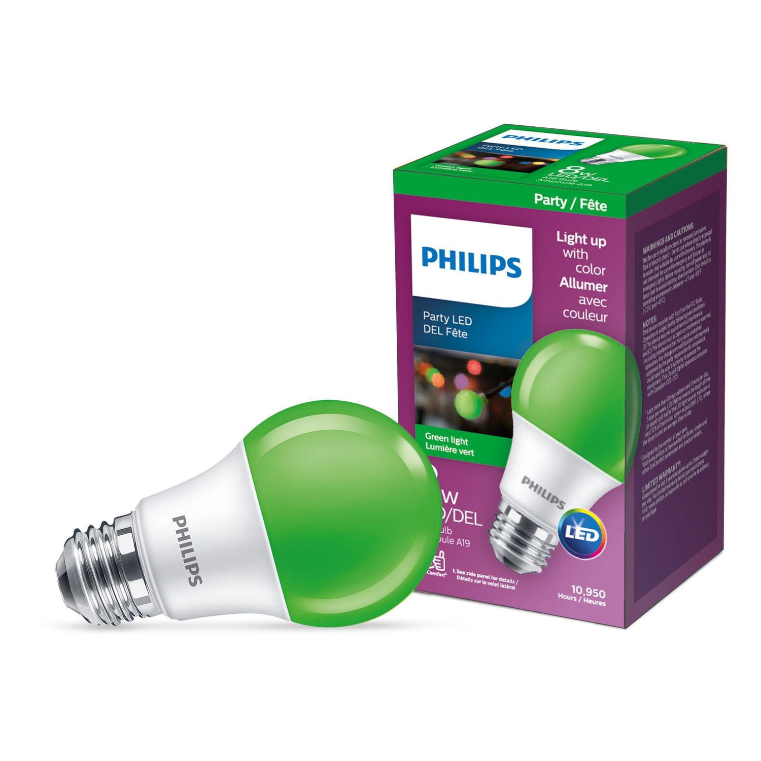 PHILIPS 8W (60W) A19 Medium Base Non-Dimmable Green LED Light Bulb