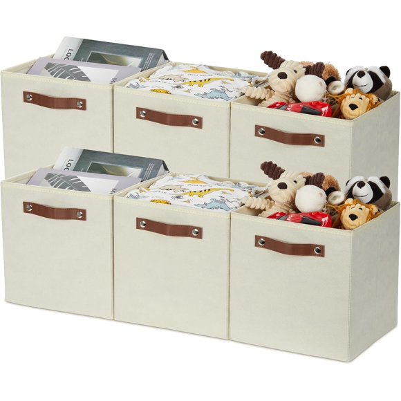 HNZIGE Cubes de Rangement Organisateur de Vêtements Placard 6 pack Crème 11 x 11 x 11