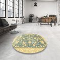 thumbnail image 3 of Ahgly Company Indoor Round Abstract Mustard Yellow Oriental Area Rugs, 4' Round, 3 of 6