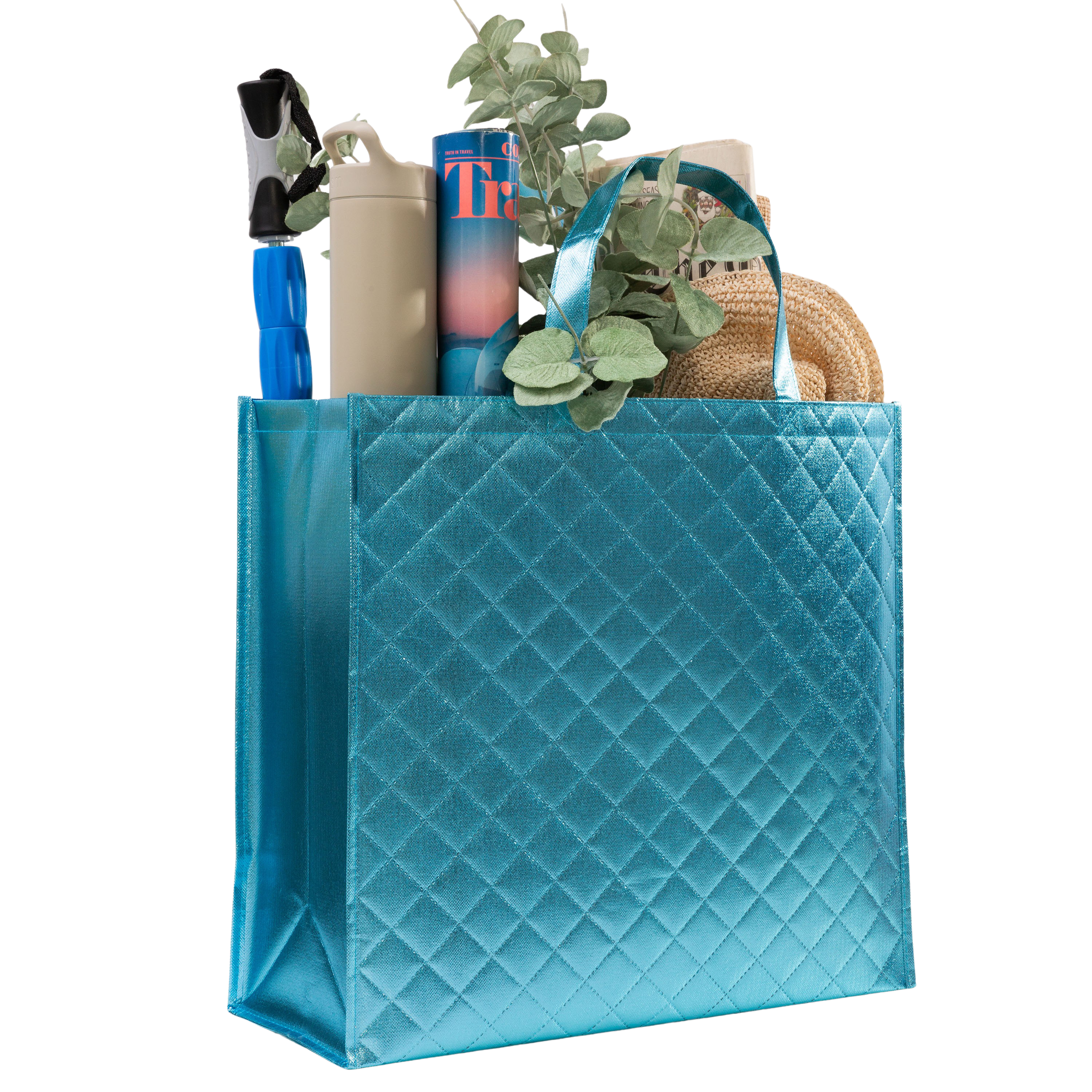 Walmart Grand sac d’épicerie matelassé réutilisable, sac fourre-tout, bleu aruba