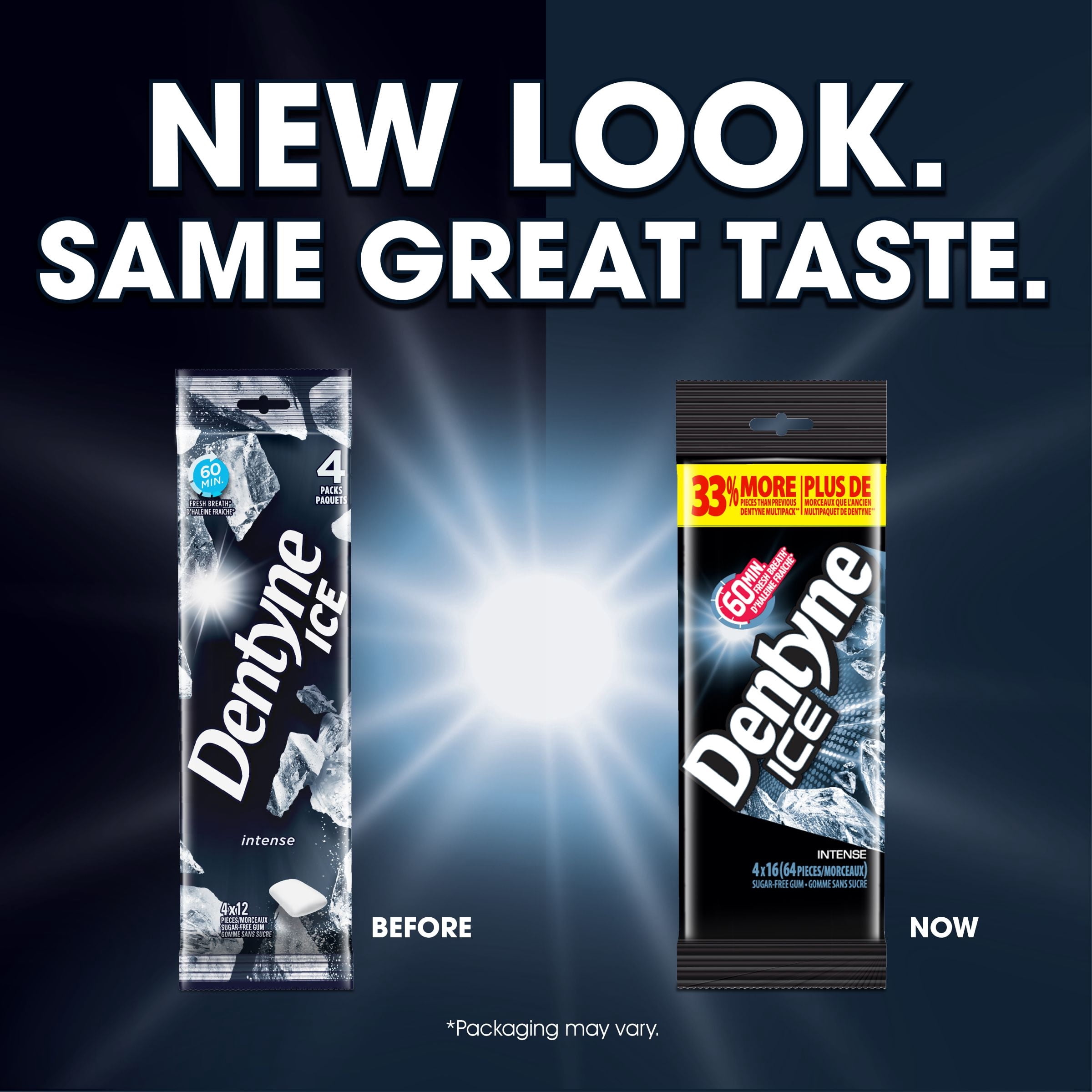 Dentyne Ice, Gomme sans sucre Intense, paquet de 4 (64 pièces)