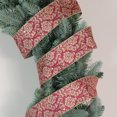 thumbnail image 2 of Northlight Burgundy Red and Gold Damask Christmas Wired Craft Ribbon 2.5" x 16 Yards, 2 of 3