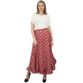 thumbnail image 2 of Phagun Jupe Hippie Imprimée Ikat pour Femmes Ceinture en Coton à Volants Rouge, 2 of 6