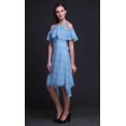 thumbnail image 2 of Bimba Robe Midi à Manches Flottantes Imprimé Teinture sur Nœuds Bleu Épaules Dénudées Femme - Large, 2 of 6