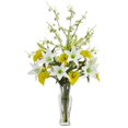 thumbnail image 1 of Nearly Natural 1776-YL Calla, Lily & Cherry Blossom Artificial Arrangement - Yellow, 1 of 1