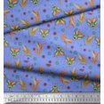 thumbnail image 3 of Soimoi Moss Georgette Fabric Leaves,Floral & Housefly Insects Printed Fabric 1 Yard 42 Inch Wide, 3 of 3