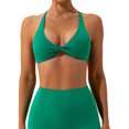 thumbnail image 1 of 1 Set Chinlon Nylon Sports Sporting Good Replacing Underwear Solid Color Replacement Breathable Wire Free Running Jogging Bodybuilding Vest Bra Green S, 1 of 6