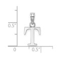 thumbnail image 3 of Diamond2Deal 14K White Gold Block Letter T Initial Pendant for Women, 3 of 6