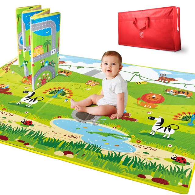 Hape E8372 Grand Tapis de Jeu Réversible à 2 Côtés pour Bébé Unisexe