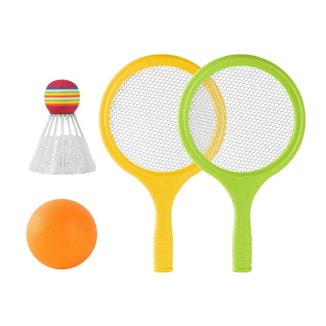 Kids Badminton Tennis Set Badminton Racket with Ball and Badminton Shuttlecock, Yellow Green