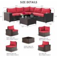 thumbnail image 2 of Kullavik Patio 6-Piece Steel Outdoor Wicker Sectional Sets with Cushions,Red, 2 of 5