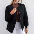 thumbnail image 1 of WRKEKC Women's Button Front Shirt Jacket Long Sleeve Solid Color Versatile Office Daily Wear Breathable Comfort Fall Winter Layering Top Plus Size Black XL, 1 of 2