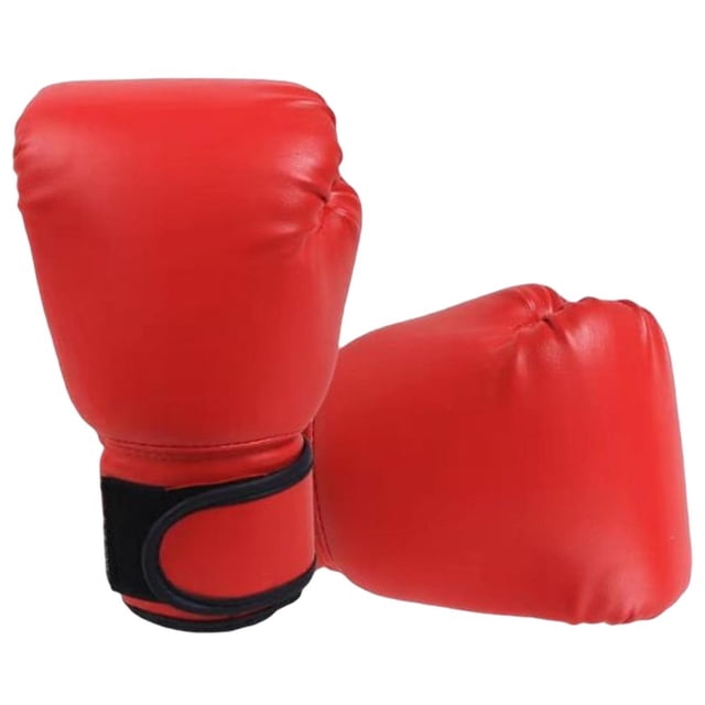 Boxing Gloves Kick Boxing Leather Sparring Heavy Bag Workout MMA Gloves Adult and Children Red Adult
