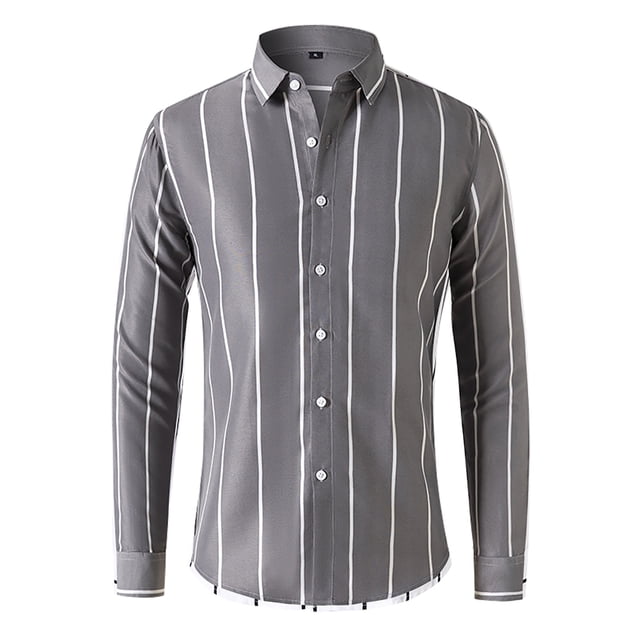 Cathalem Mens Dress Shirt Long Sleeve Cuban Collared Shirt Summer Button Down Shirt Tropical Beach Textured Shirts,Gray XXL