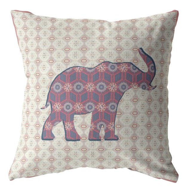 HomeRoots 410809 16 Po Éléphant Magenta Zip Daim Coussin à Jeter