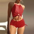 thumbnail image 1 of Cameland Women Solid-Color Split Body Sexy Backless Bikini Swimsuit Set, 1 of 5