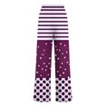 thumbnail image 3 of Pants for Women, Womens Fashionable Striped Printed Drawstring Wide Leg Pants, 3 of 4