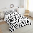 thumbnail image 3 of YST Abstract Down Comforter Queen Size,Geometry Pattern Comforter Set For Teenager,Black White Stripes Duvet Set,Western Art Style Bedding Set For All Season,Soft Warm Lightweight, 3 of 5