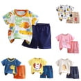 thumbnail image 3 of Toddler Boys Summer Outfit Set Two Piece Pajamas with Playful Cartoon and Floral Pattern Designs for Comfortable Bedtime, 3 of 3