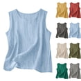thumbnail image 1 of FAVIPT Débardeurs Décontractés en Coton et Lin pour Femmes Grande Taille, Col Rond, d'Été, Sans Manches, Chemises Amples en Gaze, Gris, TTTG, 1 of 5