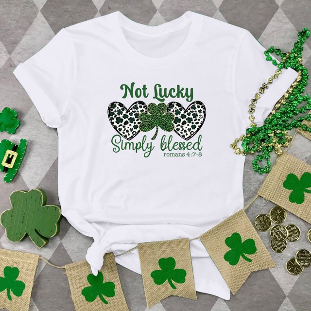 Chandails de la Saint-Patrick pour Femmes Mode Col Rond Imprimé T-shirt à Manches Courtes Décontracté Ample Hauts Chandail de la Saint-Patrick
