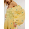 thumbnail image 3 of Kmbangi Robe Longue Décontractée d'Été pour Femme, Fleurs Brodées 3D, Encolure Carrée, Manches Bouffantes, Robe Mode Dos Nu, Robe Trapèze, 3 of 6