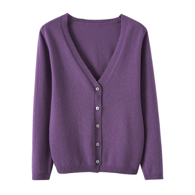 Cardigan Manteau Doux en Tricot pour Femmes, Mode Durable, Printemps et Automne, Décontracté, Ample, Uni, Manches Longues, Col en V, à Boutons - Hontri