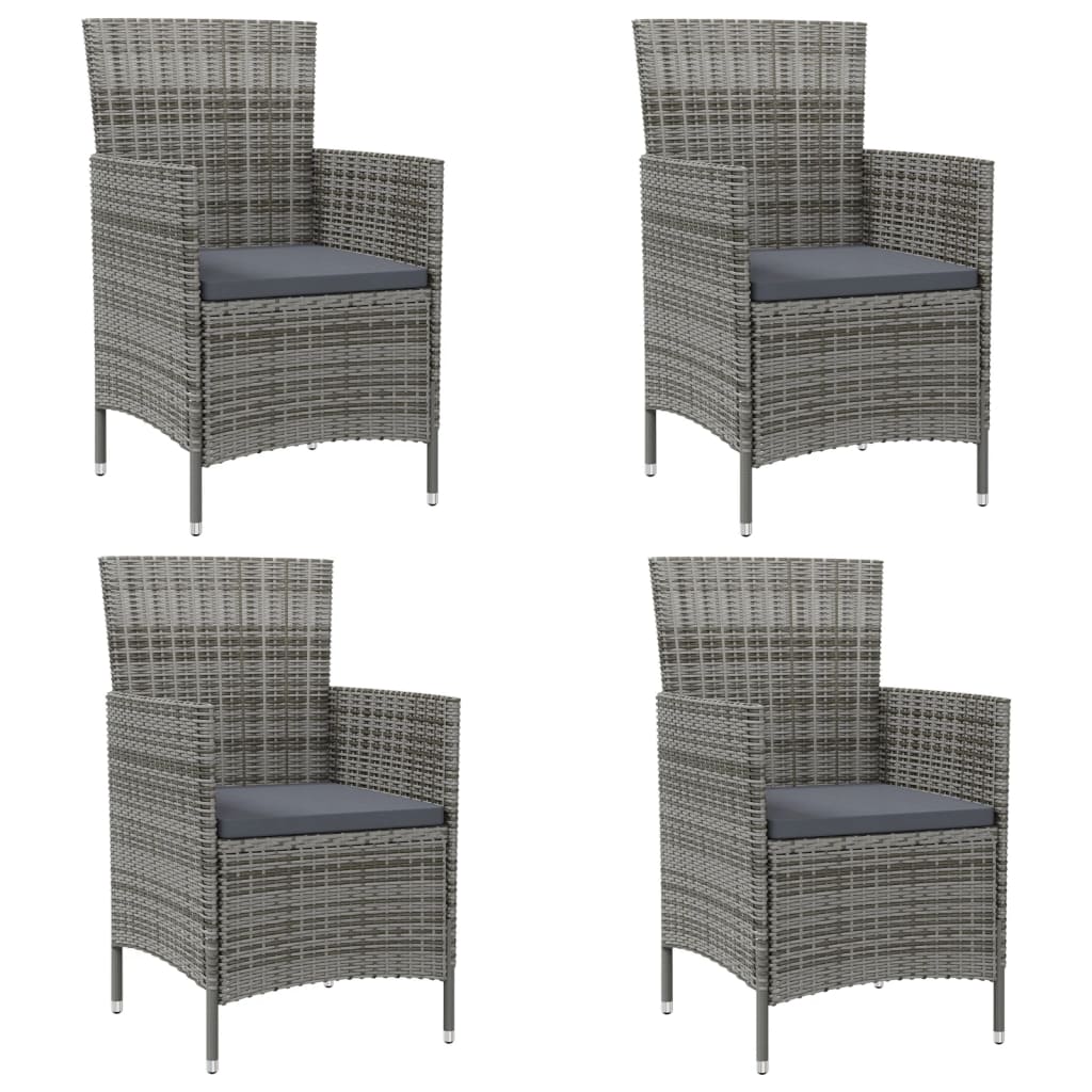 vidaXL Chaises de Jardin avec Coussins 4 Pcs Rotin Synthétique Gris