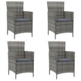thumbnail image 1 of vidaXL Chaises de Jardin avec Coussins 4 Pcs Rotin Synthétique Gris, 1 of 5