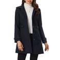thumbnail image 1 of INSPIRE CHIC Manteau Trench Long d'Hiver Classique pour Femme à Simple Boutonnage avec Poches TG Bleu Foncé, 1 of 5