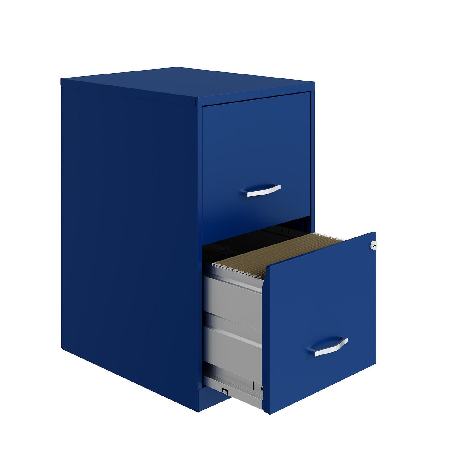 Classeur en métal à 2 tiroirs de Space Solutions, 18 po, bleu classique