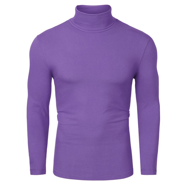 INSPIRE CHIC Chandails pour Hommes, Chandail à Col Roulé, Manches Longues, Extensible, Coupe Ajustée, Hauts 34 Violet