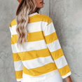 thumbnail image 4 of ManxiVoo T-Shirt à Manches Longues à Rayures Imprimées pour Femme, Col Rond, Confortable, T-Shirt Graphique d'Automne, Blouse Légère, Taille M, Jaune, 4 of 5