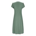 thumbnail image 3 of Ovzne Robes d'Été pour Femmes Robe Femme Été Aguichant Mode Couleur Unie Poche Volant Manches Courtes Col Rond Robe Grande Taille Robe Manches Courtes Liquidation, 3 of 6