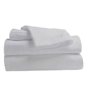 Comfy Bamboo World 9900 Series Embroidered Bedsheets Sheet Set, Twin Size, White